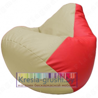 Бескаркасное кресло мешок Груша Г2.3-1009 (светло-бежевый, красный)